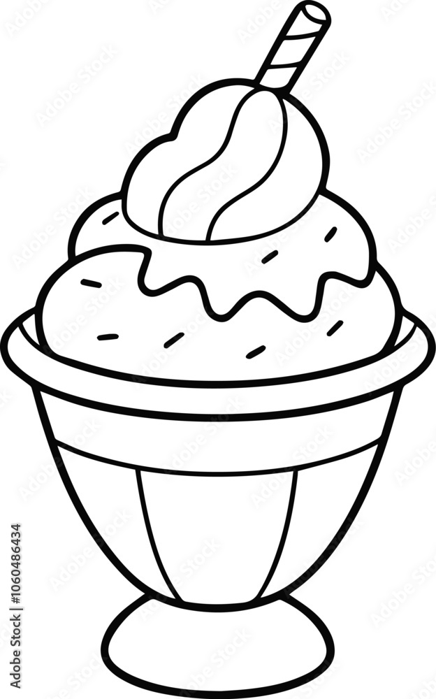 Delicious ice cream outline icon vector Delicious ice cream outline icon vector