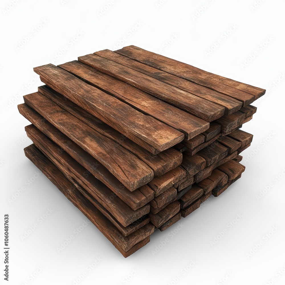 Stack of Wooden Planks with Cartoon Details in 3D Stack of Wooden Planks with Cartoon Details in 3D