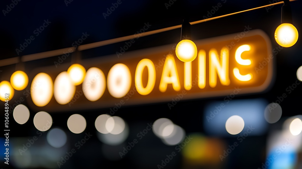 Night Market Lights Sign Smooth Blue Background with Copy Space for Advertisements Night Market Lights Sign Smooth Blue Background with Copy Space for Advertisements