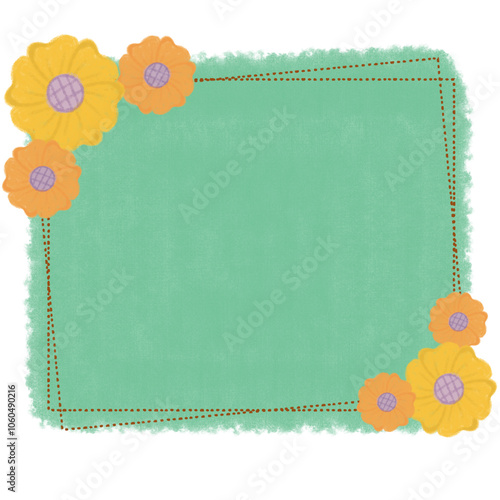 background with frame and flowers
