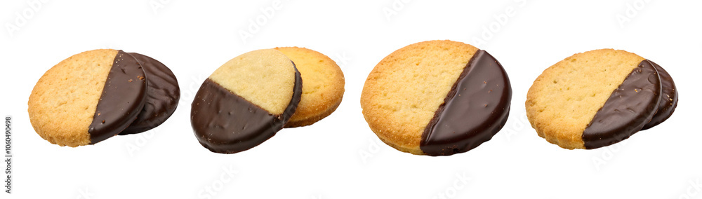 Chocolate Dipped Shortbread Cookies, transparent or white background Chocolate Dipped Shortbread Cookies, transparent or white background