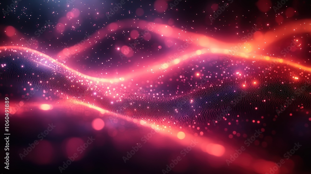 Fototapeta premium An enchanting digital illustration of waves under a starry sky evoking a sense of wonder and magic with its vivid colors and sparkles