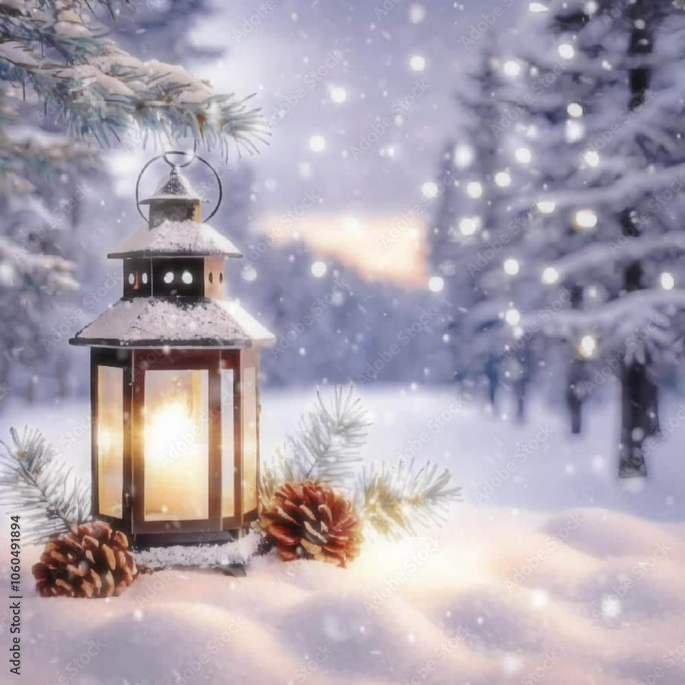 christmas lantern in the snow christmas lantern in the snow
