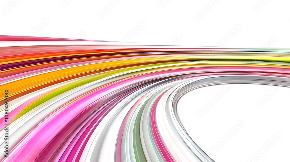 Obraz premium Abstract Colorful Curved Lines Background Minimalist White Background with Space for Text