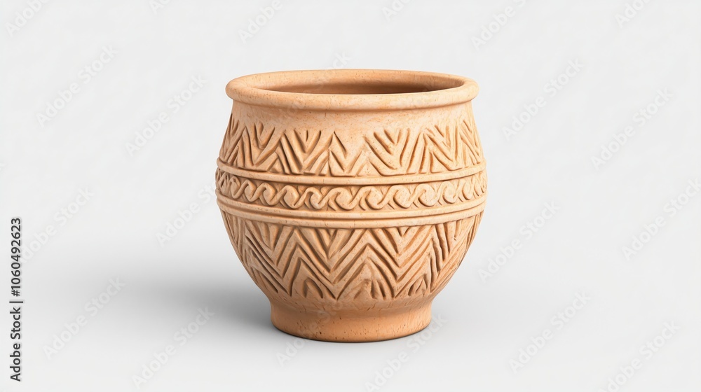Intricate Ceramic Pot on Soft Gray Background – Minimalist Studio Shot Intricate Ceramic Pot on Soft Gray Background – Minimalist Studio Shot