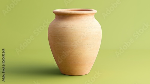 Earthy Clay Pot on Olive Background - Soft Light, Low Shadow