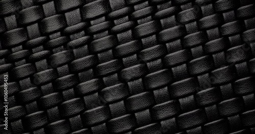 Wallpaper Mural Seamless loop black leather woven texture. Close-up of a black leather woven pattern with a luxurious, textured finish.  Torontodigital.ca