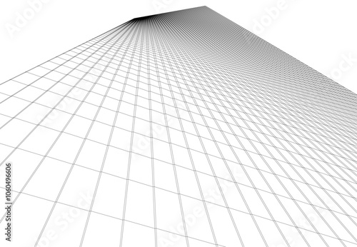 architecture building 3d vector drawing