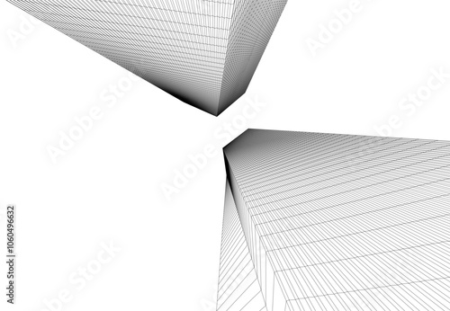 architecture building 3d vector drawing