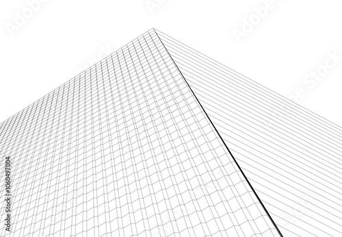 architecture building 3d vector drawing