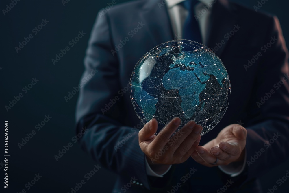 Human hands holding a stylized digital globe with network lines connecting countries, symbolizing global connectivity and digital infrastructure. Human hands holding a stylized digital globe with network lines connecting countries, symbolizing global connectivity and digital infrastructure.