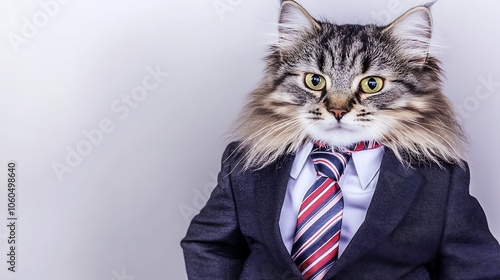 A delightful snapshot of a sophisticated animal sporting a business suit, combining wit and charm effortlessly. photo