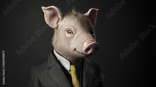 A comical portrait of a smartly dressed animal, adding a dash of humor and personality to the business scene. photo