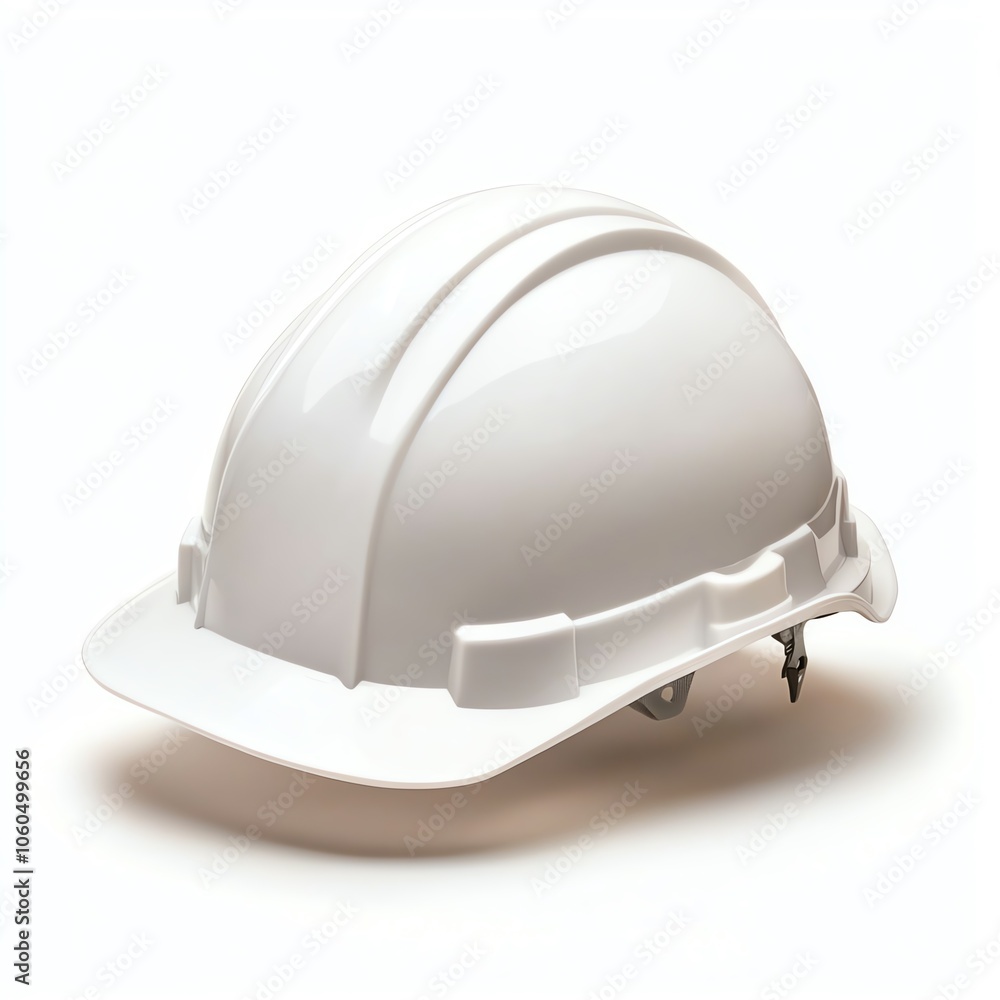 White hard hat isolated on a white background, symbolizing construction safety and protection. White hard hat isolated on a white background, symbolizing construction safety and protection.