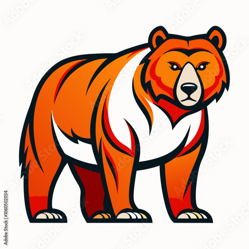 Bold Bear Line Art on White