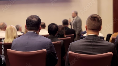 Wallpaper Mural Back side of audience listening the speaker on the stage in the conference hall. Business summit. Torontodigital.ca
