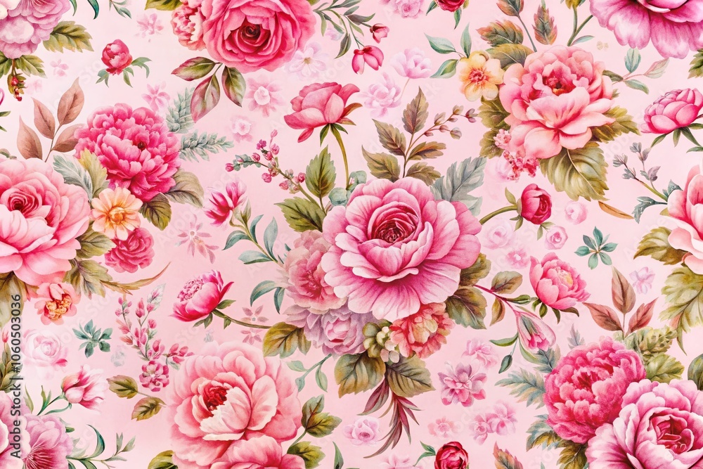 Fototapeta Coquette Seamless Pattern in Pink Style - Elegant Floral Designs, Soft Textures, Romantic Aesthetics, Perfect for Fashion and Home Decor,