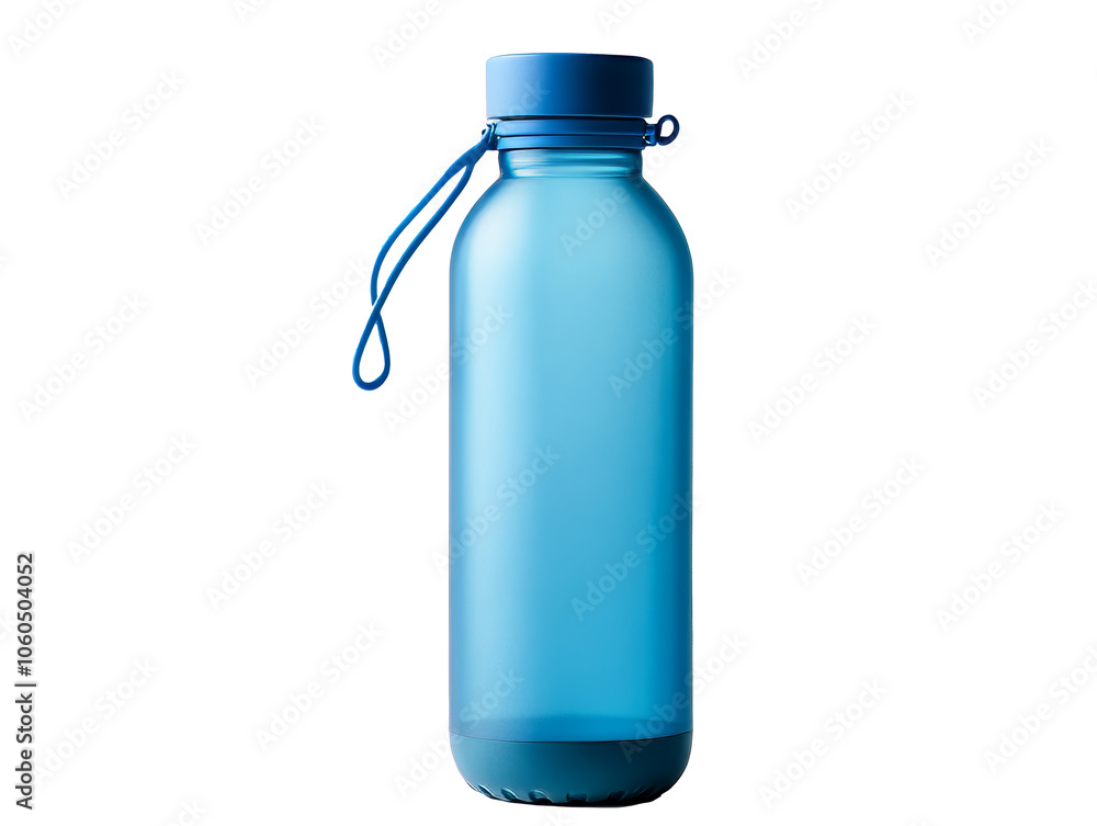 Blue reusable water bottle with a secure lid for everyday use, transparent Blue reusable water bottle with a secure lid for everyday use, transparent