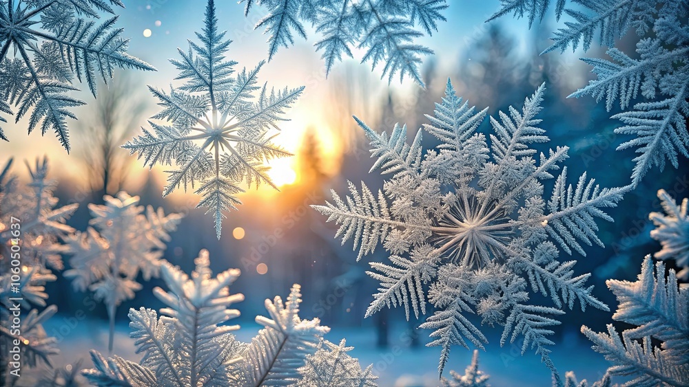 Delicate frost patterns on a windowpane, illuminated by the golden glow of a rising sun, create a winter wonderland Delicate frost patterns on a windowpane, illuminated by the golden glow of a rising sun, create a winter wonderland