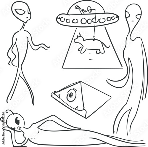 Cartoon aliens or extraterrestrial people.