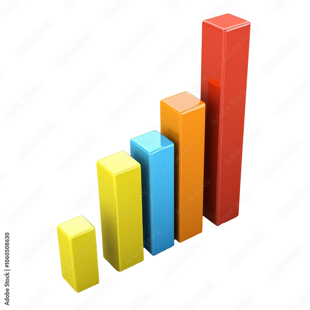 Colorful bar graph showing data growth over time, cut out transparent Colorful bar graph showing data growth over time, cut out transparent
