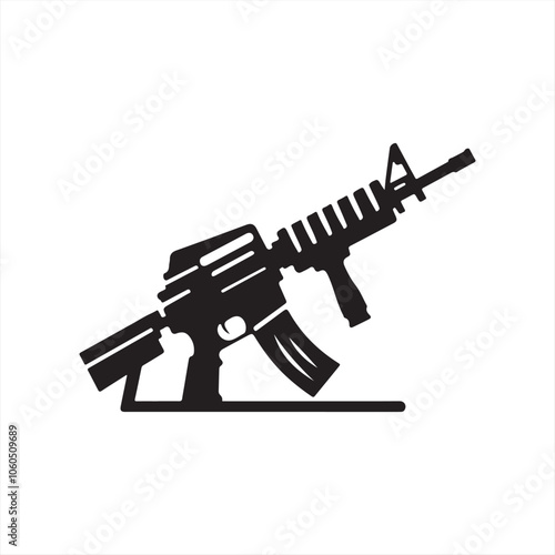 military Rifle gun silhouette vector icon