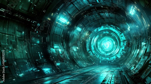 Exploring the Depths of a Futuristic Cyber Tunnel: A 3D Immersive Experience