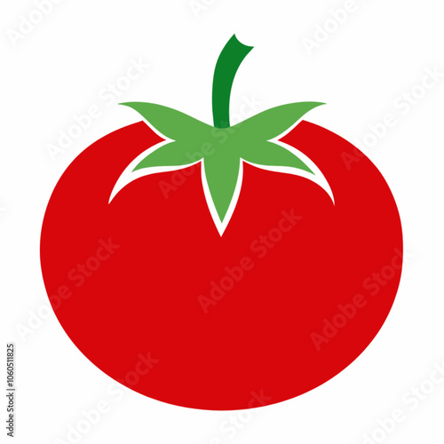 red tomato with leaf