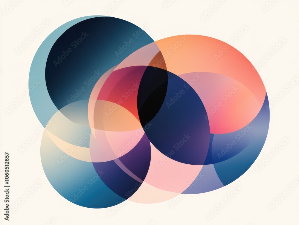 Abstract overlapping circles in vibrant colors on a light background. Abstract overlapping circles in vibrant colors on a light background.