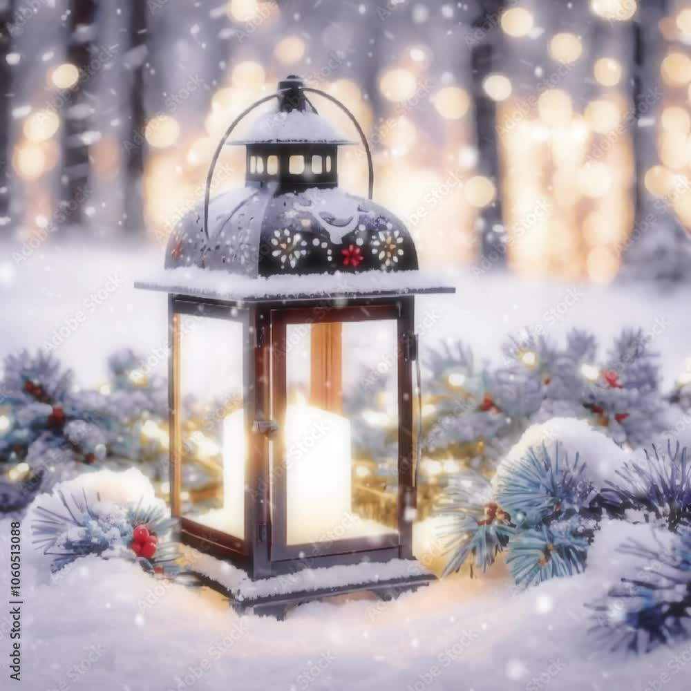 christmas lantern in the snow christmas lantern in the snow