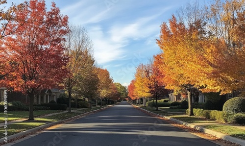 Tree-lined avenues with beautiful autumn foliage