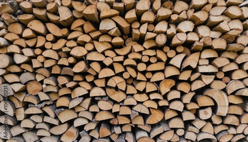 A pile of stacked pieces of firewood for heatin. Generated with AI.