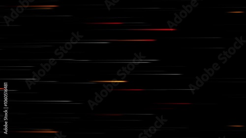 Horizontal Lights and stripes moving over dark background and Looping abstract speed line animation.
