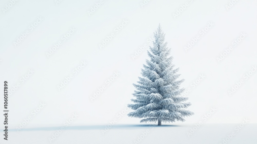 Fototapeta premium Snowy Pine Tree in a Winter Wonderland