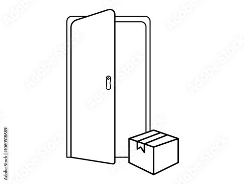 delivery package at door icon sign vector, package icon in front of the door, icon for delivery or warehouse services.