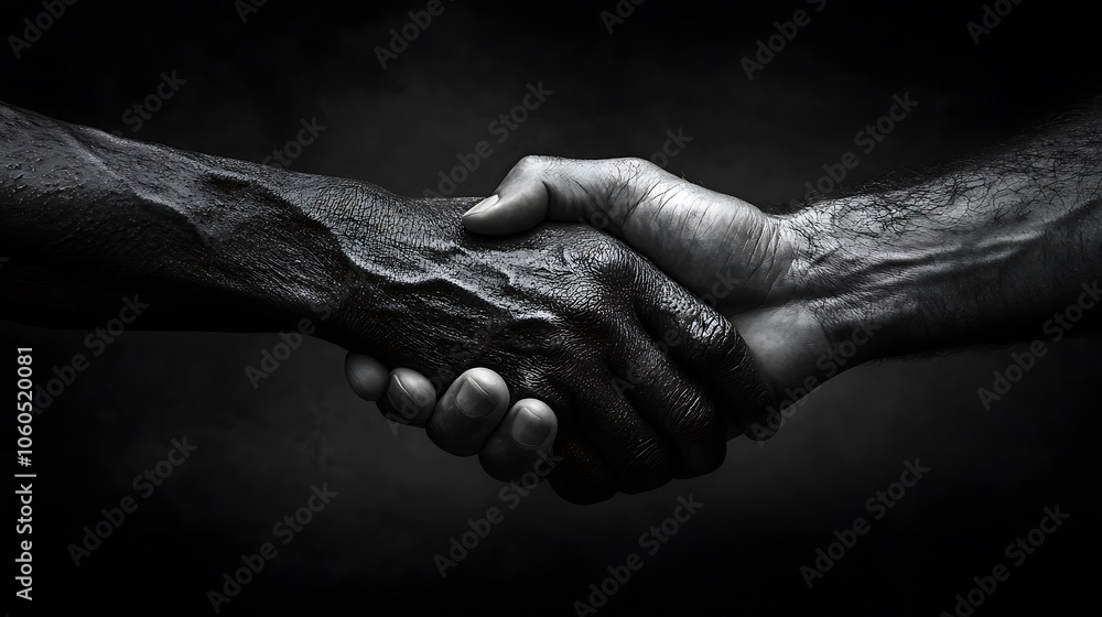 Fototapeta premium A handshake between two hands in front of a bright background