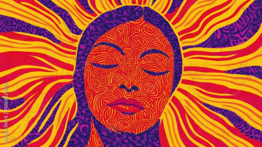 Artistic Depiction of a Woman’s Face in Vivid Colors Artistic Depiction of a Woman’s Face in Vivid Colors