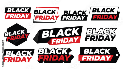 set of black friday sale promotion tag label banner