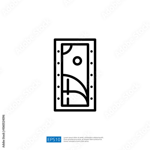 A simple line drawing of a basketball court, illustrating its layout with markings and boundaries.