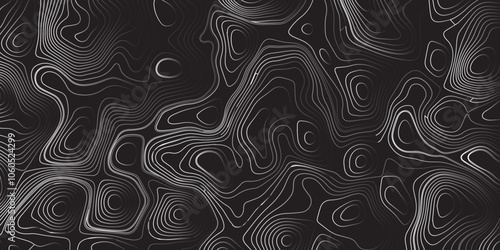 Abstract gradient multicolor on black background with Topographic line map pattern, Topographic map lines, contour background, wavy and curved lines background, Geographic map.	