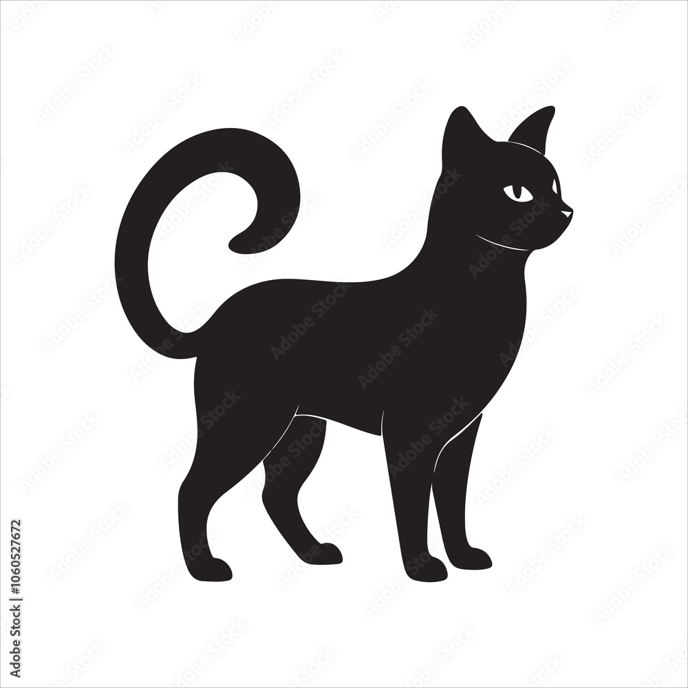 Cat silhouette vector illustration for creative design, pet-themed projects, and decorative graphics use Cat silhouette vector illustration for creative design, pet-themed projects, and decorative graphics use