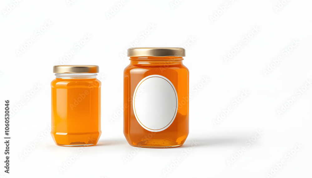 Honey Jar Mock-Up - Two Jars. Blank Label isolated with white highlights, png Honey Jar Mock-Up - Two Jars. Blank Label isolated with white highlights, png