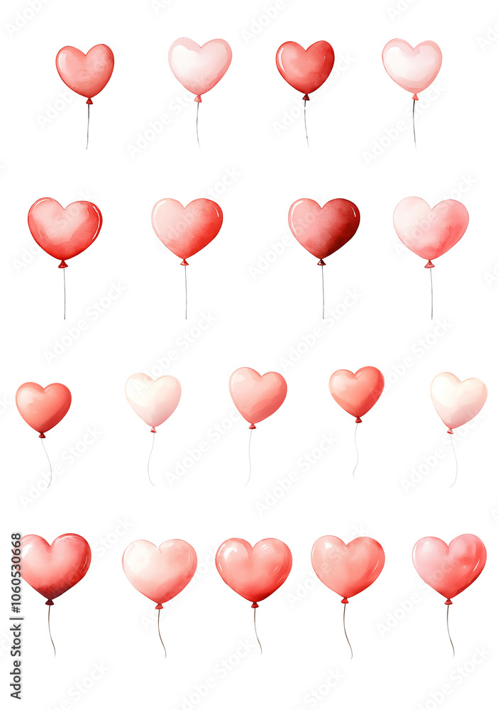 Heart-shaped balloons, colorful design, isolated on a white background. transparent background Heart-shaped balloons, colorful design, isolated on a white background. transparent background