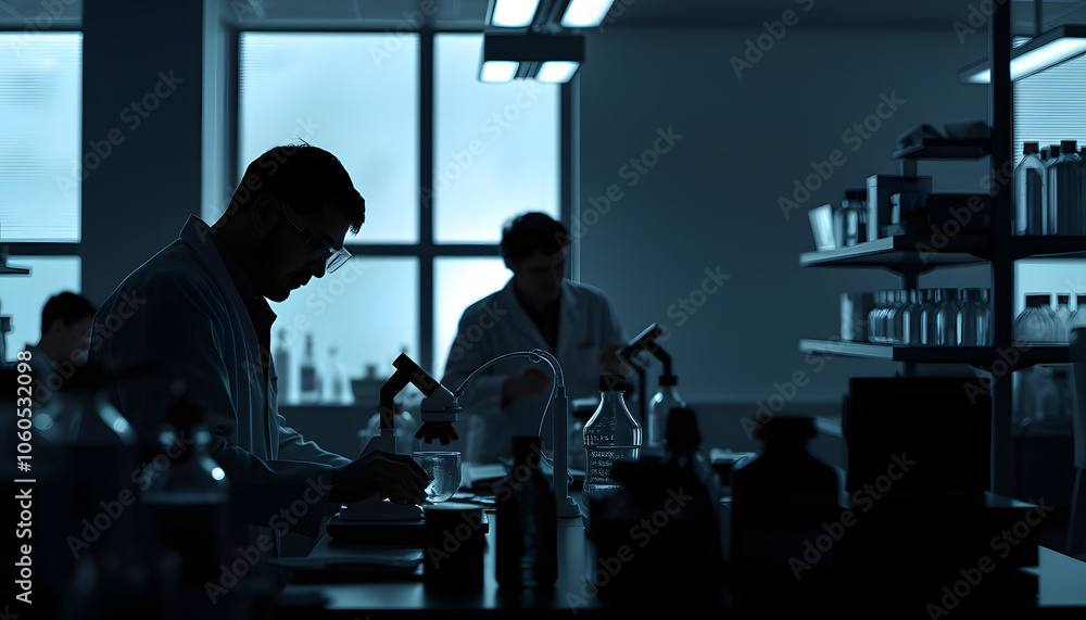 Researchers Working In A Laboratory isolated with white highlights, png Researchers Working In A Laboratory isolated with white highlights, png