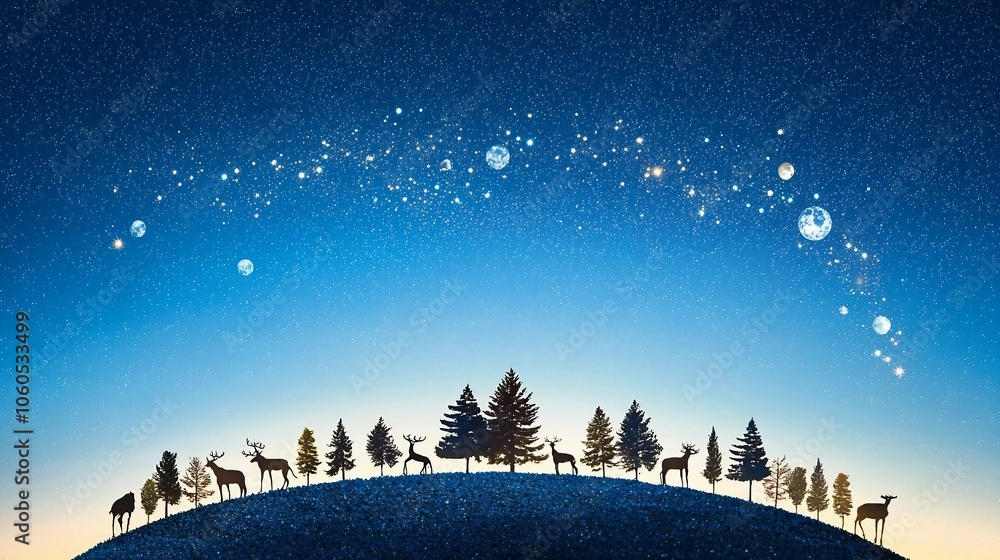 Silhouette of Wildlife Under Cosmic Sky Silhouette of Wildlife Under Cosmic Sky