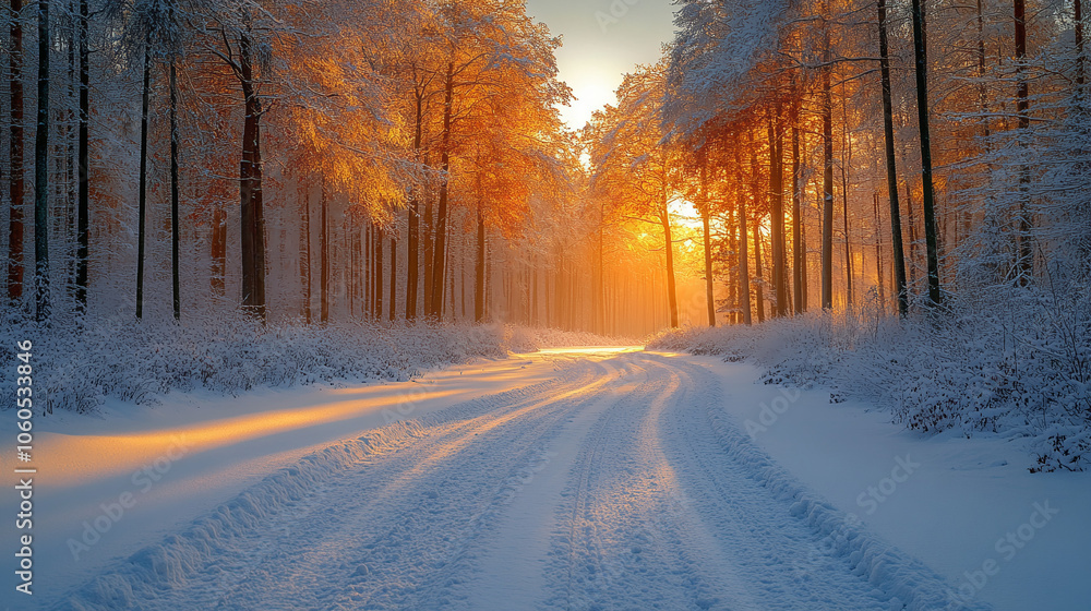 Snowy Winter Road Through a Forest of Frozen Trees serene, cold, nature, seasonal, peaceful, scenic, travel, frosty, outdoors, tranquil. Snowy Winter Road Through a Forest of Frozen Trees serene, cold, nature, seasonal, peaceful, scenic, travel, frosty, outdoors, tranquil.