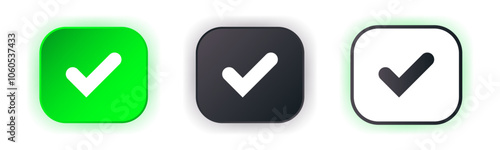 Accept icon set. Design for app icons. Red button. Button template. Vector illustration. 