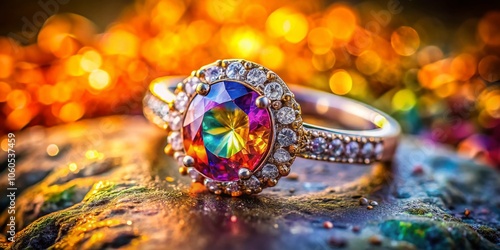 Wallpaper Mural Elegant Wedding Ring on Natural Stone, Perfect Engagement Ring Photography, Romantic Jewelry Display, Wedding Inspiration, Nature and Love, Stunning Close-Up of Precious Metal and Gemstone Torontodigital.ca