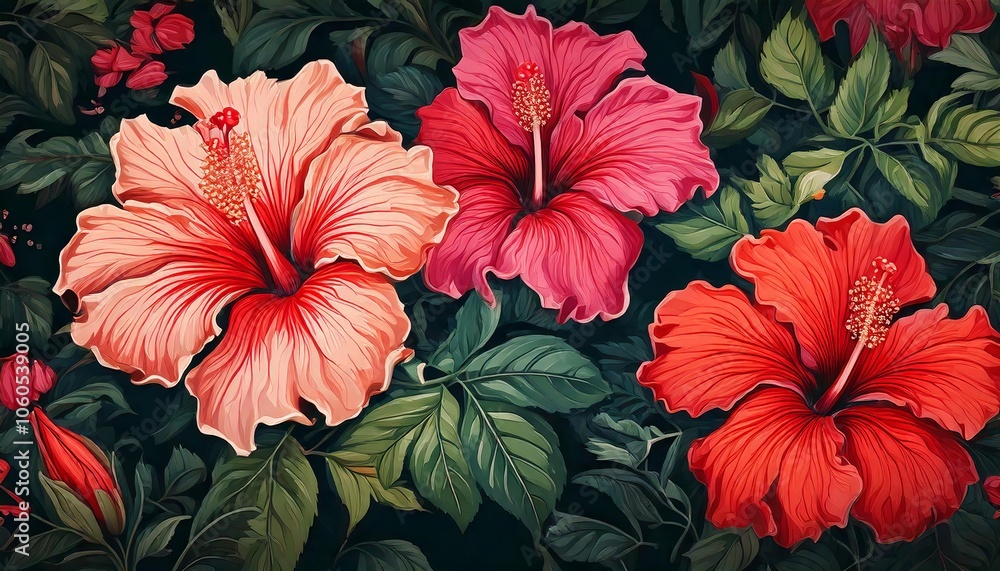 custom made wallpaper toronto digitalRadiant Hibiscus Flower Pattern