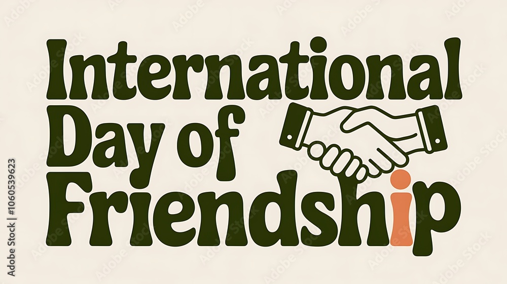 International Day of Friendship with Handshake and Person Icon International Day of Friendship with Handshake and Person Icon
